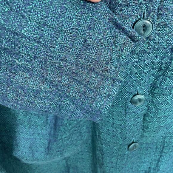 Flax 100% Linen Tunic Top Womens Size Large Teal Textured Boho Beachy Lagenlook - Picture 6 of 13